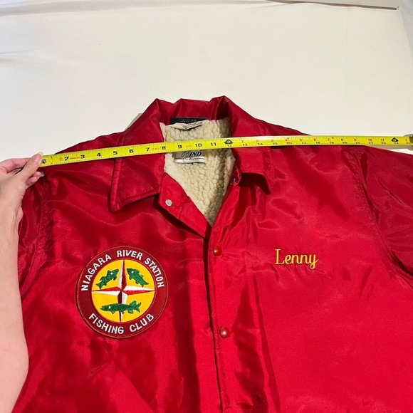 Vintage 60s Fishing Jacket Mens Large Niagara River Patch Sherpa Lined USA Coat - Picture 8 of 11